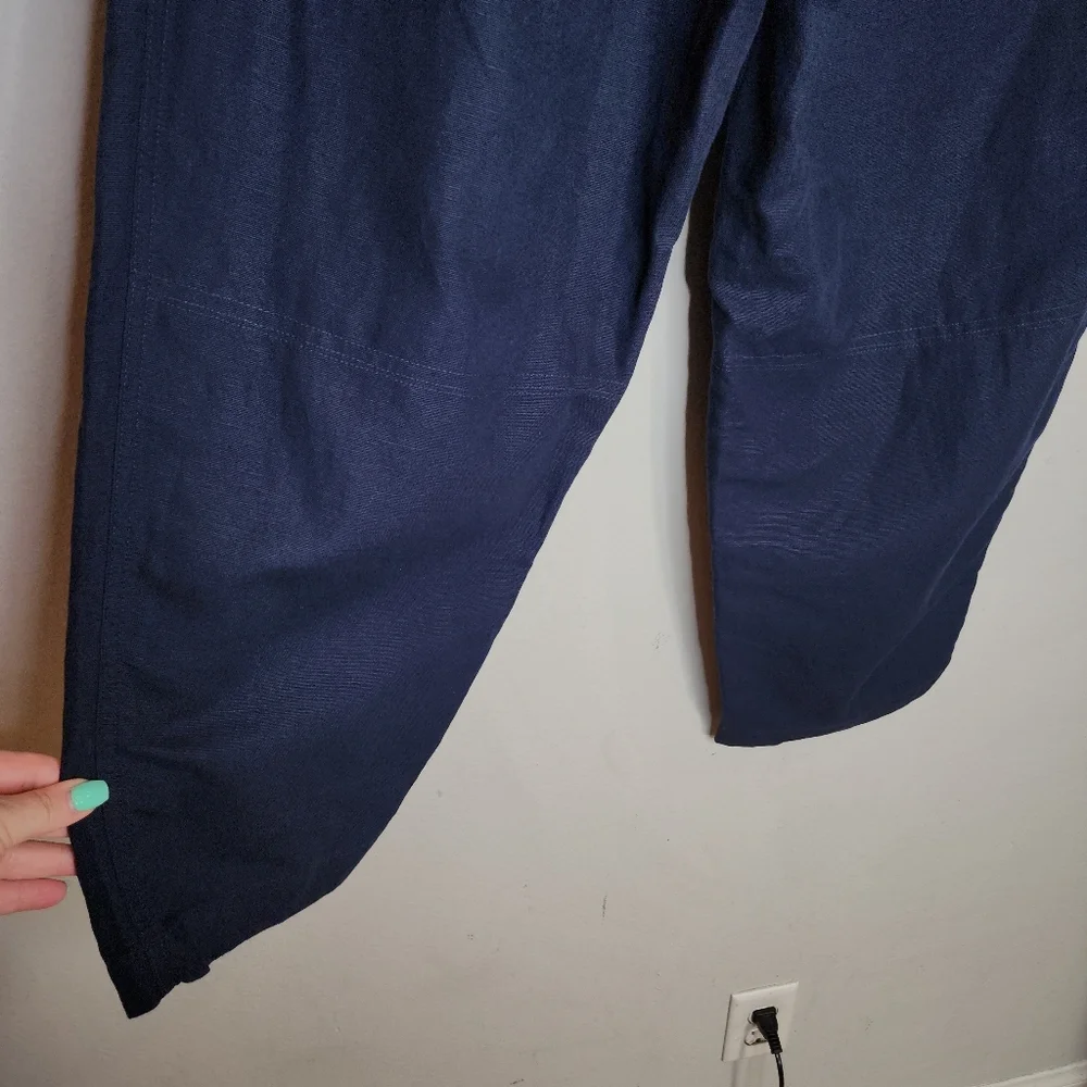 Banana Republic Linen Cotton Mya‎ Cargo Utility Pants Navy Blue Size 12